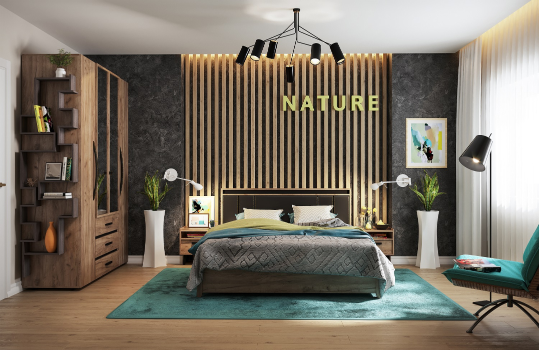 Спальные гарнитуры, Спальня NATURE Крафт. Комплект 1