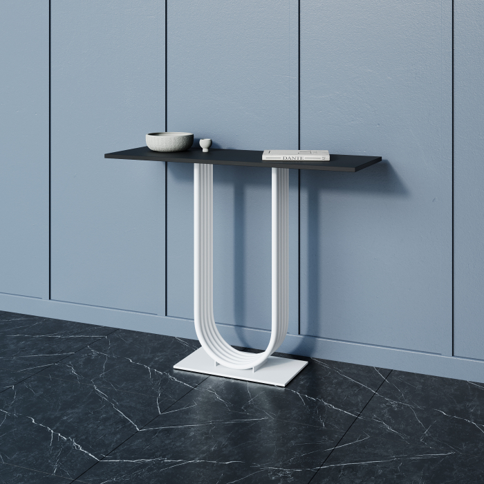 Журнальные столики, Стол консольный с металлическим подстольем ARFEO (Белый) 80*35*100