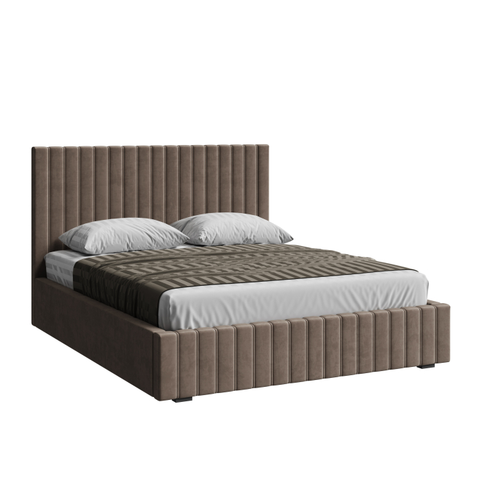 Мягкая кровать, Кровать двуспальная Болонья велюр с ПМ 140х200 см