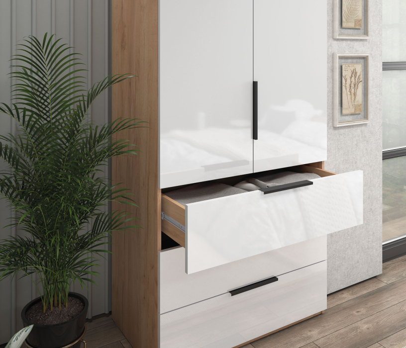 Шкафы, Шкаф 2-х дверный с ящиками 90 см Люкс