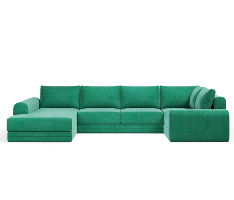 Диваны угловые в гостиную, Угловой диван Модерно П-образный, велюр