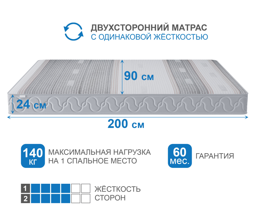 900 x 2000, Матрас Премиум-Ориент в чехле Magnetic 900х2000
