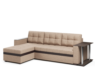 Диван-кровать угловой Атлантик со столом дельфин,рогожка+экокожа