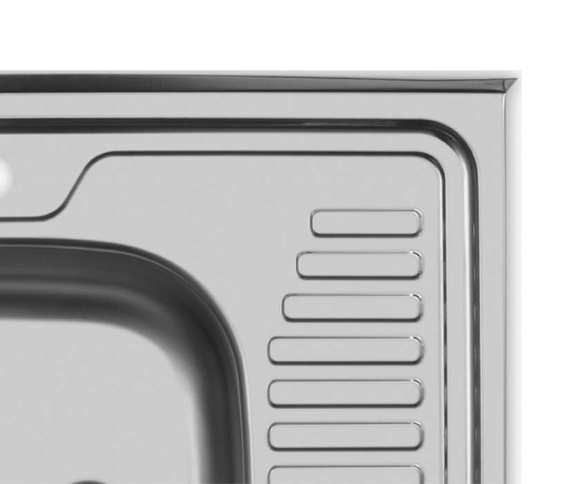 Кухонные мойки, Мойка накладная 60*60 Левая в комплекте с сифоном и крепежом