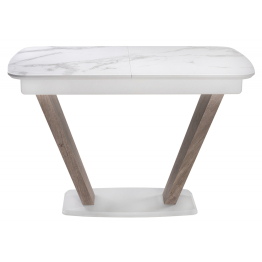 Стол Петир 120 дуб с пилением / белая шагрень