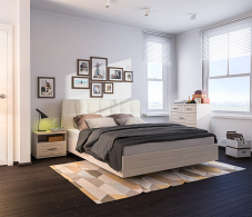 Спальные гарнитуры, Сити Комплект (кровать СБ-2938+тумба+комод)