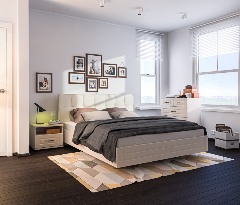 Спальные гарнитуры, Сити Комплект (кровать СБ-2938+тумба+комод)