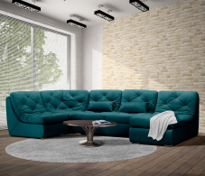 Диваны угловые в гостиную, Диван модульный Борнео со спальным местоп П-образный, велюр