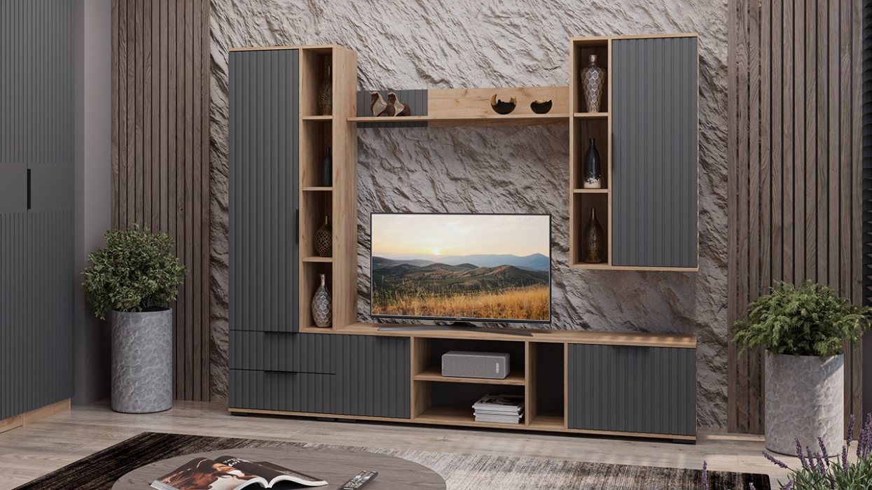 Хилтон, дуб крафт золотой, графит матовый