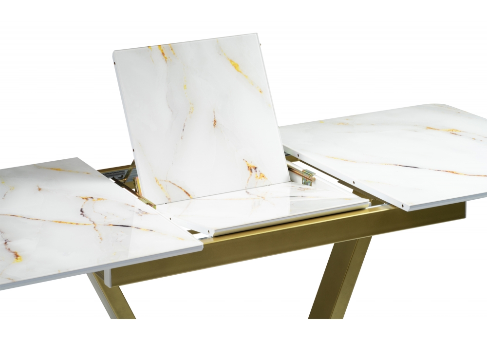 Обеденные столы, Стол стеклянный Бугун (белый / золото)