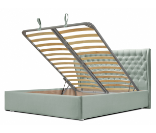 Кровать с мягким изголовьем Мишель 1600 с подъемным механизмом, микровелюр