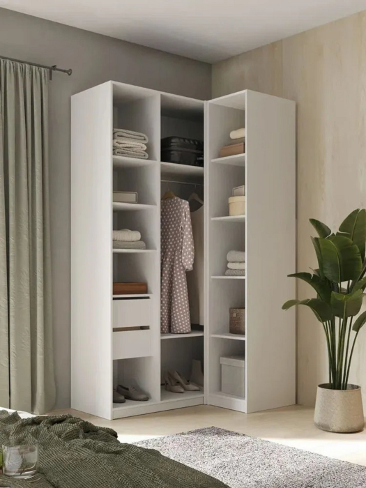 Угловые шкафы, Угловой шкаф для одежды распашной с ящиками, София, 2200х900х1300мм