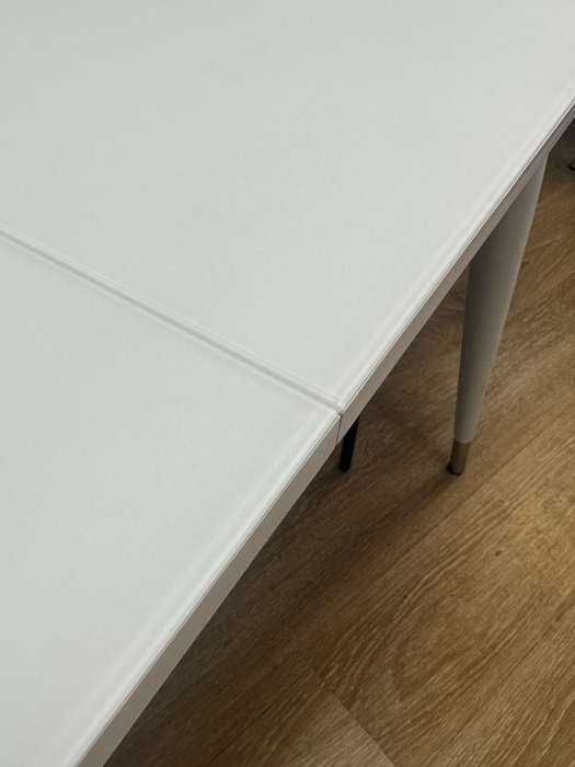 Обеденные столы, Стол Kenner K1100 раздвижной, стекло белое сатин