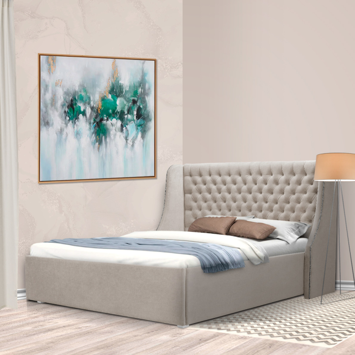 Мягкая кровать, Кровать с мягким изголовьем Пандора 1800, микровелюр