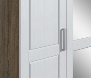 Шкаф 4х дверный с зеркалом Илона СБ-3075 Дуб Сонома Трюфель/Сандал Белый