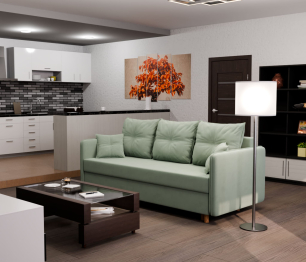 Прямой диван Лотос,еврокнижка,велюр