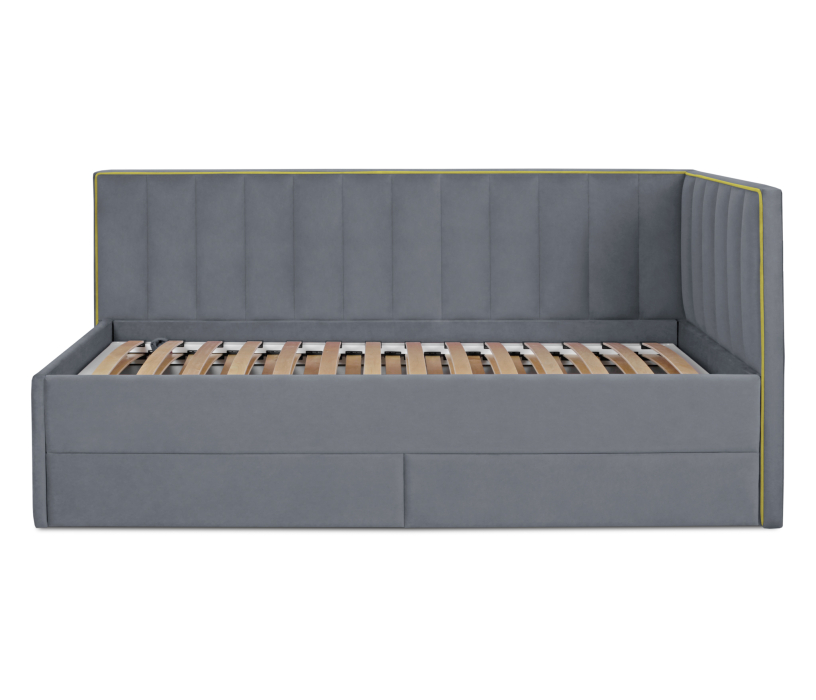 Мягкая кровать, Кровать угловая с дополнительным спальным местом Порше, микровелюр