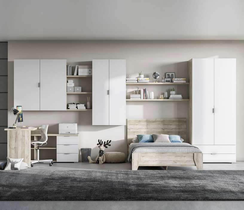 Шкафы двухстворчатые, Шкаф Анима ШК-3005, дуб серый, белый