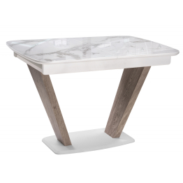 Стол Петир 120 дуб с пилением / белая шагрень