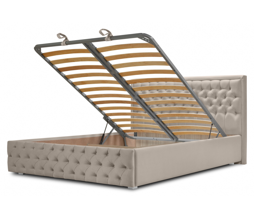 Мягкая кровать, Кровать с мягким изголовьем Флоренция 1600 с подъемным механизмом, микровелюр