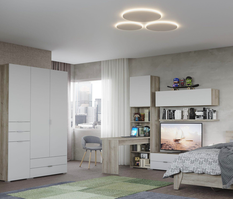 Шкафы двухстворчатые, Шкаф Анима ШК-3005, дуб серый, белый