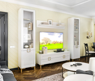 Комплект для гостиной с витринами Ассоль, Белый