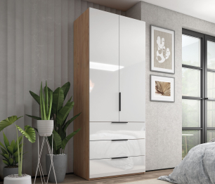 Шкаф 2-х дверный с полками и ящиками, 90 см Люкс