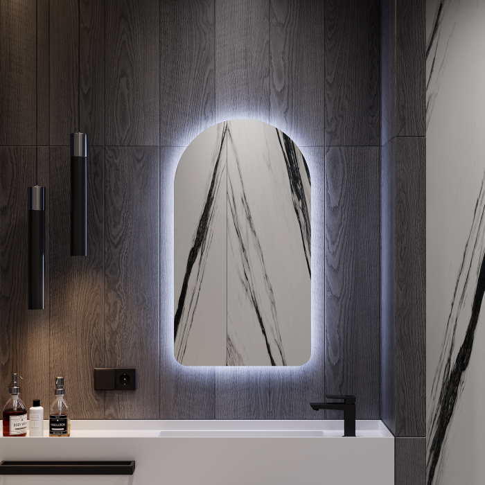 Зеркала в спальню, Зеркало с холодной подсветкой GENGLASS ARKELO NF LED S, с проводом 50х90 см