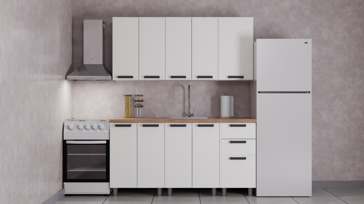 Кухонные гарнитуры, ГК Аленушка 1,6м Магнолия (без столешницы)