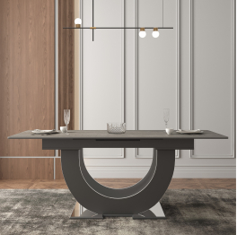 Стол Монако, столешница керамогранит (1600/2000х900х820) серебро