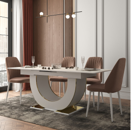 Стол Монако, столешница керамогранит (1600/2000х900х820) золото