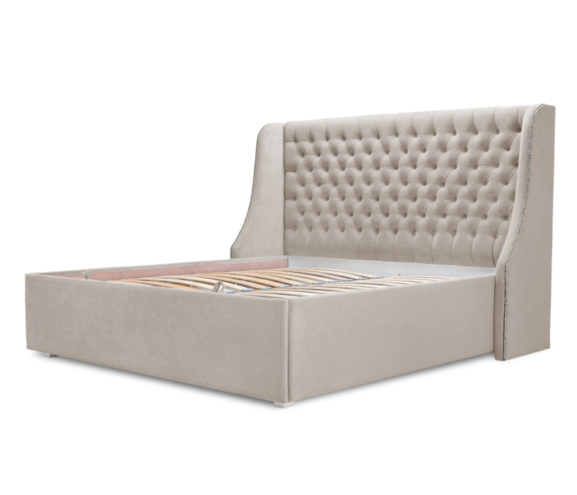 Мягкая кровать, Кровать с мягким изголовьем Пандора 1800, микровелюр