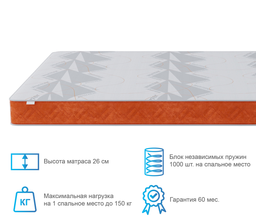 1600 x 2000, Матрас Корсика-Лайт в чехле Warmer 1600х2000