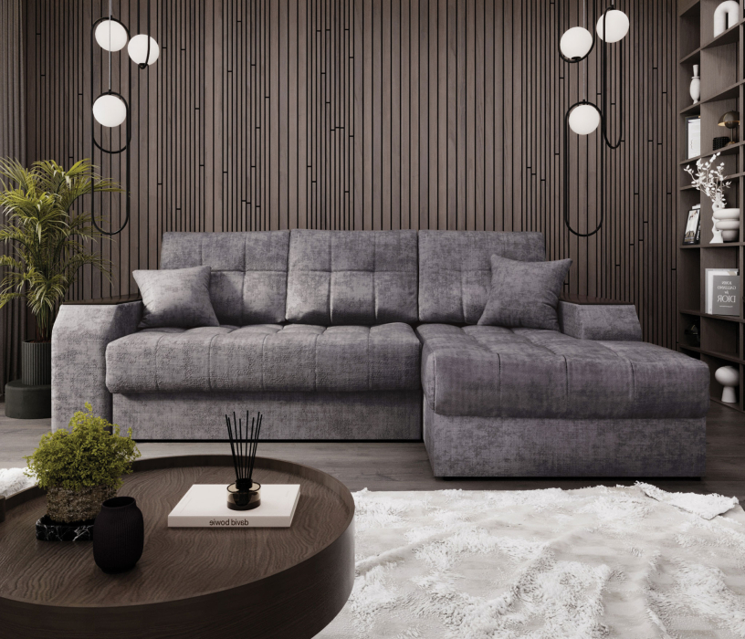 Диваны угловые в гостиную, Угловой диван-кровать Лас-Вегас правый, шенилл