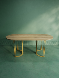 Стол овальный обеденный с золотым металлическим подстольем VIOLUR 180