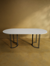 Стол овальный обеденный с черным металлическим подстольем VIOLUR 200