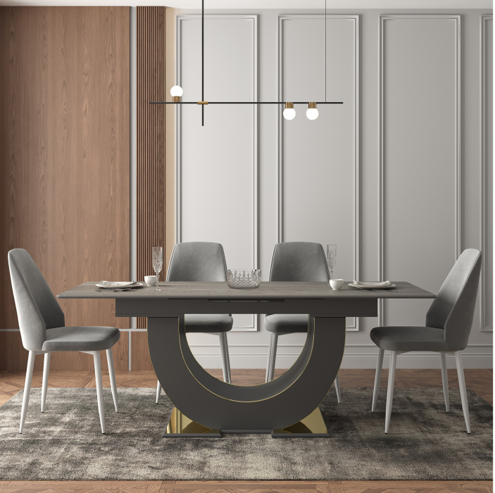 Обеденные столы, Стол Монако, столешница керамогранит (1600/2000х900х820) золото