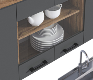 Кухонный гарнитур Лофт 150 см Дуб вотан/Диамант серый