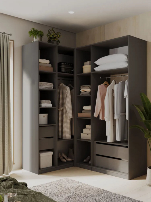 Угловые шкафы, Угловой шкаф для одежды распашной с ящиками София 2200х1700х1300мм