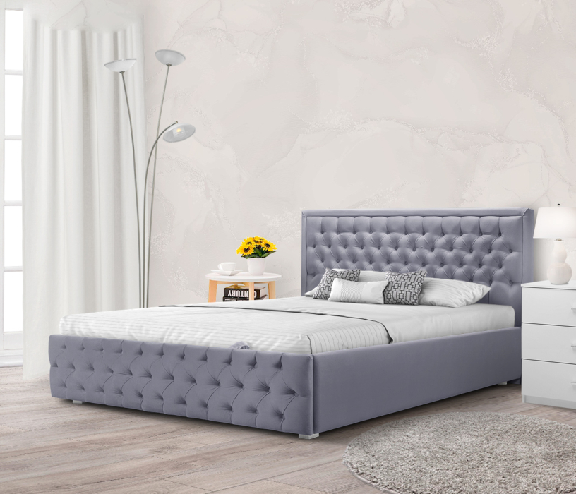 Мягкая кровать, Кровать с мягким изголовьем Флоренция 1600 с подъемным механизмом, микровелюр