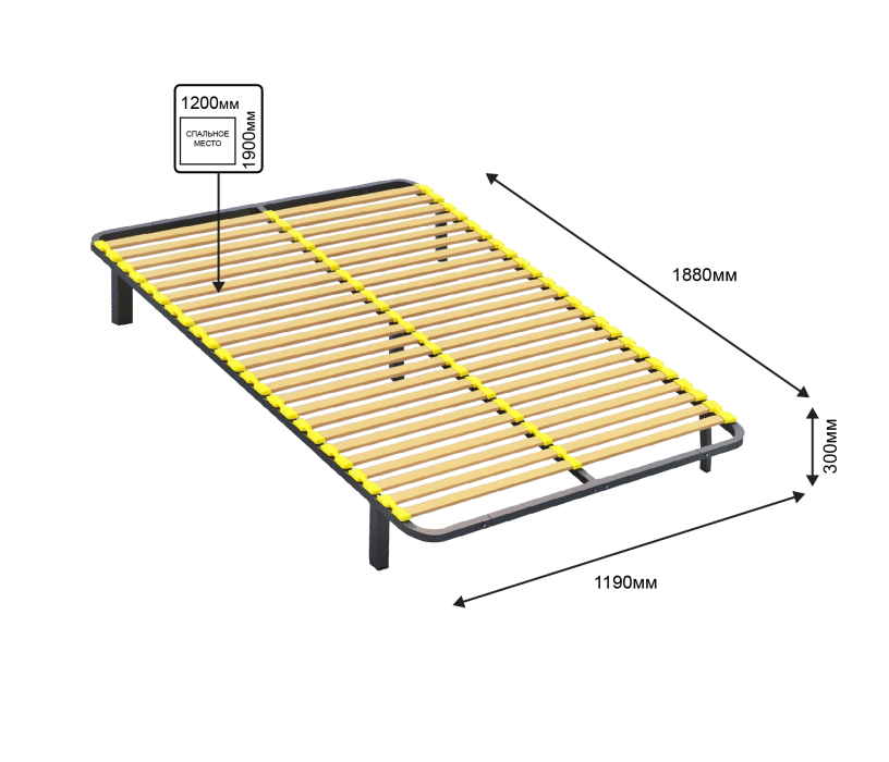 Ортопедические основания, Ортопедическое основание 120х190 см с узкой ламелью