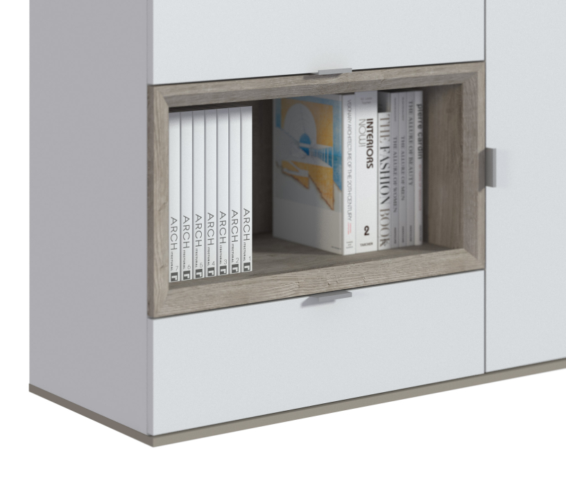 Настенные полки, Комод NAGOS СБ-3033 Белый Бриллиант,Дуб Риббек/Белый Бриллиант