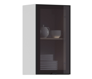 Регина РП-40 Полка Белый/Витрина алюминий Черный матовый/стекло Бронза