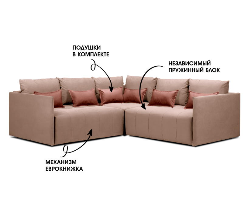 Диваны угловые в гостиную, Диван еврокнижка угловой Чилетти Лонг