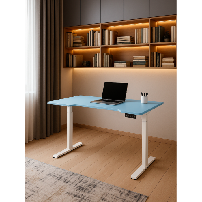 Прямые компьютерные столы, Компьютерный стол Маркос с механизмом подъема 140х80, белый