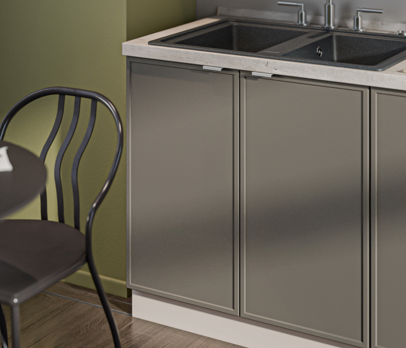 Кухонные гарнитуры, Кухонный гарнитур Регина Квадро Песочный / Базальт 1,6 м