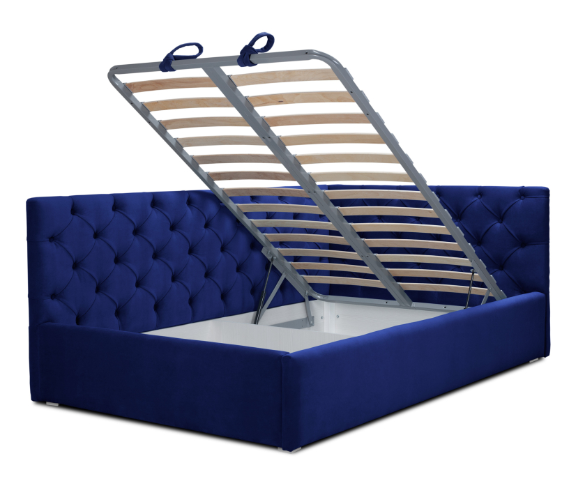 Мягкая кровать, Кровать с мягким изголовьем угловая Оливия 1200 с подъемным механизмом, микровелюр