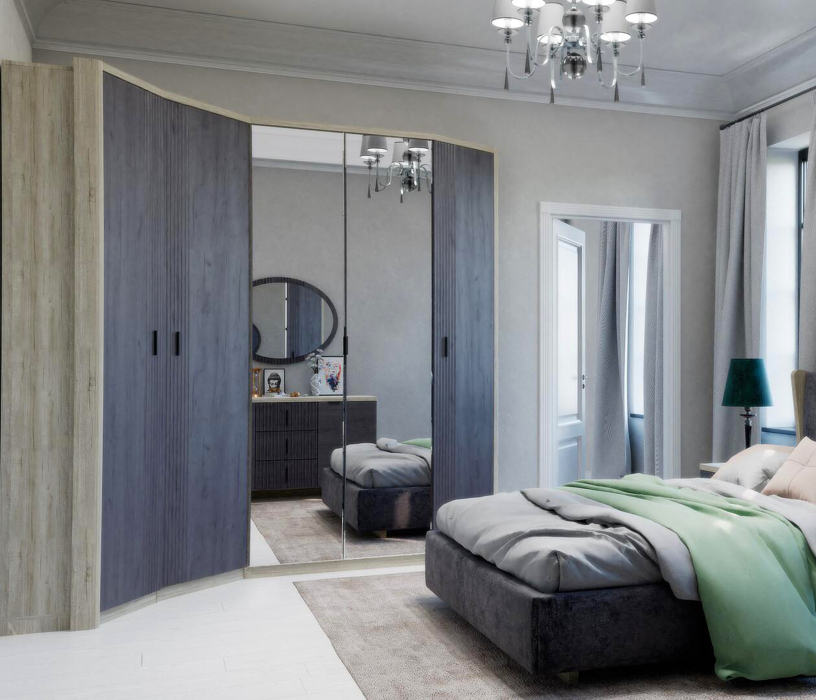 Угловые шкафы, Шкаф Шер ШК-2322, дуб серый/айронвуд серебро