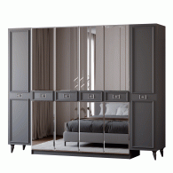 Шкафы распашные, Шкаф в спальню 6-ти дверный Валенсия (серебро)