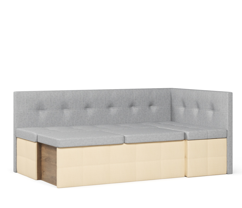 Диваны угловые кухонные, Диван кухонный угловой Домино 2 выкатной, рогожка+экокожа